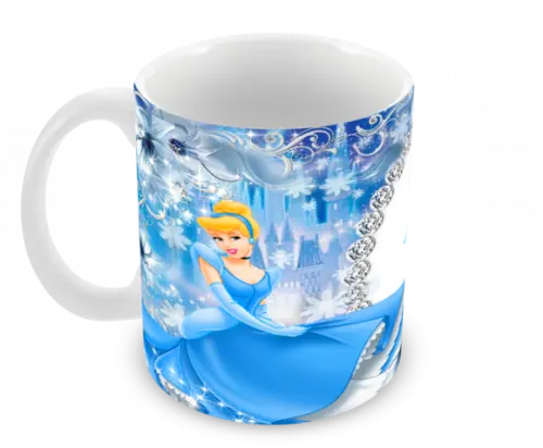 Caneca Polímero Cinderela com Nome Personalizada