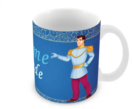 Caneca Polímero Cinderela Príncipe com Nome Personalizada