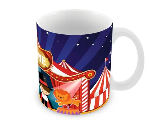 Caneca Polímero Circo Nome e Idade Personalizada