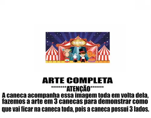 Caneca Polímero Circo Nome e Idade Personalizada
