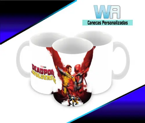 Caneca Polímero Deadpool e Wolverine Personalizada