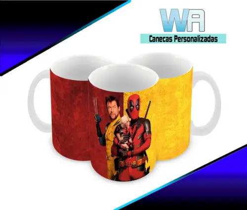 Caneca Polímero Deadpool e Wolverine Personalizada