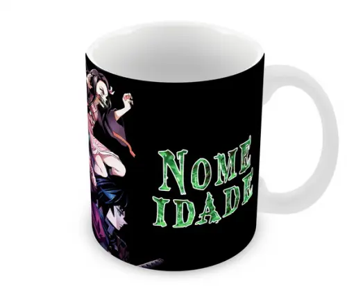 Caneca Polímero Demon Slayer Nome Personalizada