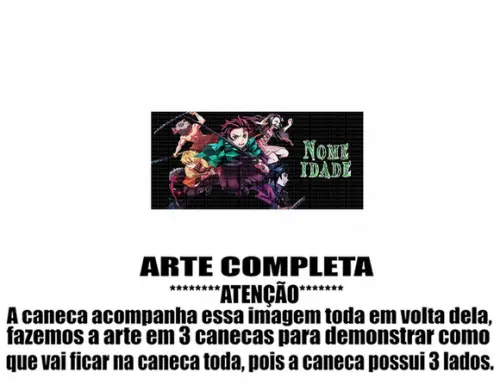 Caneca Polímero Demon Slayer Nome Personalizada