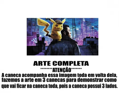 Caneca Polímero Detetive Pikachu Personalizada
