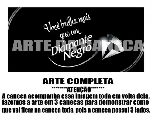 Caneca Polímero Diamante Negro Personalizada