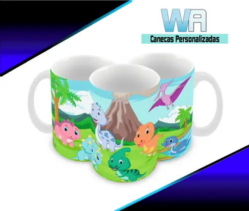 Caneca Polímero Dinossauros Baby Personalizada