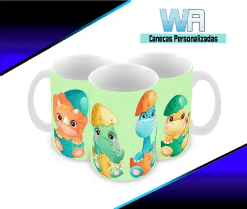 Caneca Polímero Dinossauros Baby Personalizada