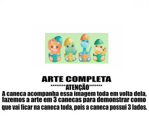 Caneca Polímero Dinossauros Baby Personalizada