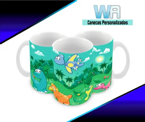 Caneca Polímero Dinossauros Baby Personalizada