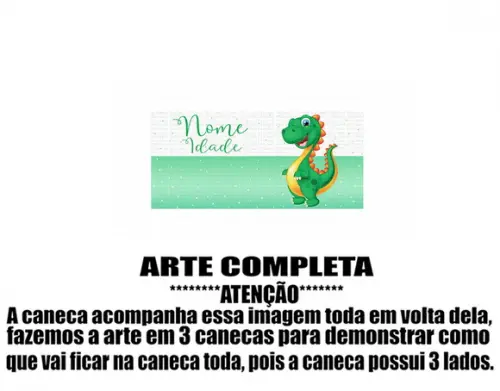Caneca Polímero Dinossauros Baby Personalizada