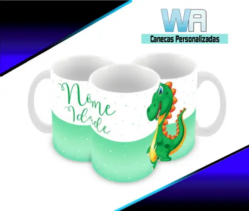 Caneca Polímero Dinossauros Baby Personalizada