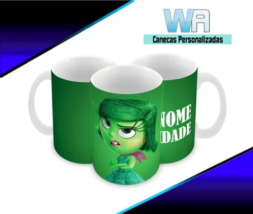 Caneca Polímero Divertida Mente Seu Nome Personalizada