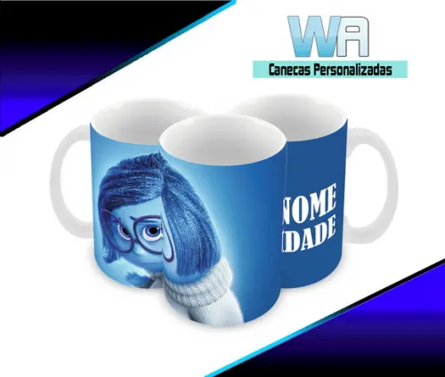 Caneca Polímero Divertida Mente Seu Nome Personalizada