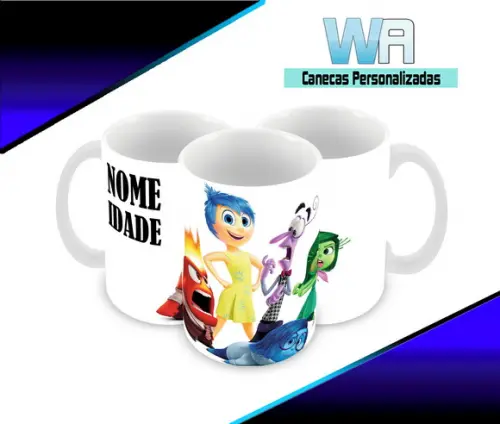 Caneca Polímero Divertida Mente Seu Nome Personalizada