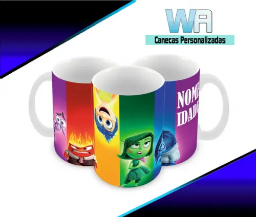 Caneca Polímero Divertida Mente Seu Nome Personalizada