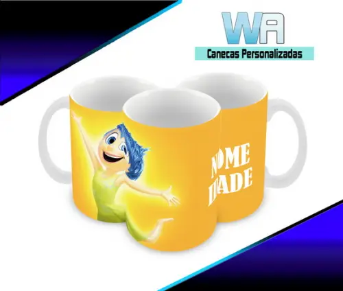 Caneca Polímero Divertida Mente Seu Nome Personalizada