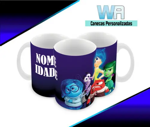 Caneca Polímero Divertida Mente Seu Nome Personalizada