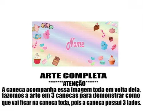 Caneca Polímero Doces com Nome Personalizada