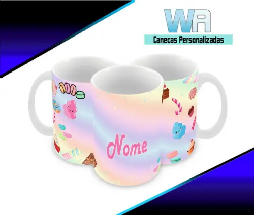 Caneca Polímero Doces com Nome Personalizada