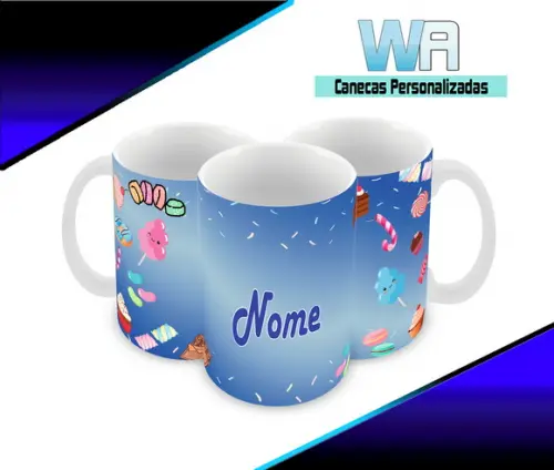 Caneca Polímero Doces com Nome Personalizada