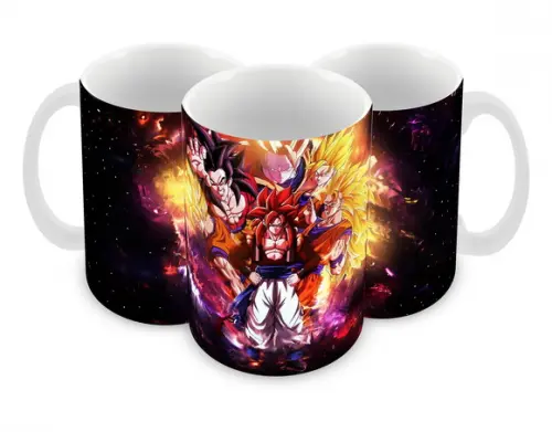 Caneca Polímero Dragon Ball Goku Transformações
