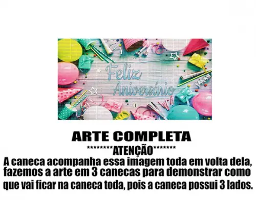 Caneca Polímero Feliz Aniversário Personalizada