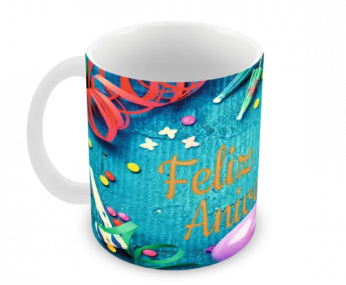 Caneca Polímero Feliz Aniversário Personalizada