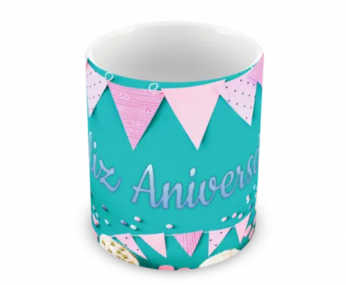 Caneca Polímero Feliz Aniversário Personalizada