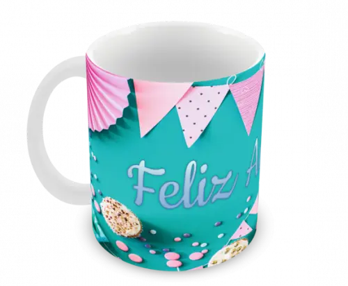 Caneca Polímero Feliz Aniversário Personalizada