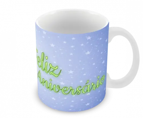 Caneca Polímero Feliz Aniversário Personalizada