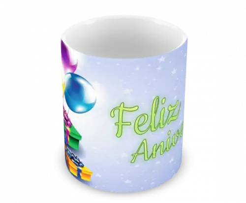 Caneca Polímero Feliz Aniversário Personalizada