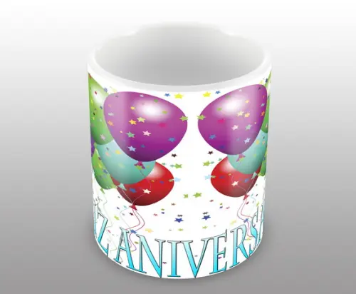 Caneca Polímero Feliz Aniversário Personalizada