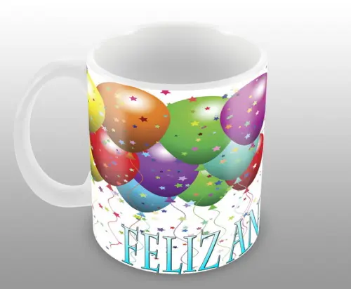 Caneca Polímero Feliz Aniversário Personalizada