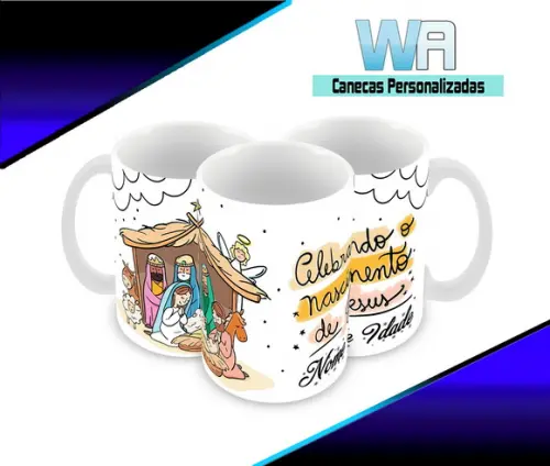 Caneca Polímero Feliz Natal Personalizada