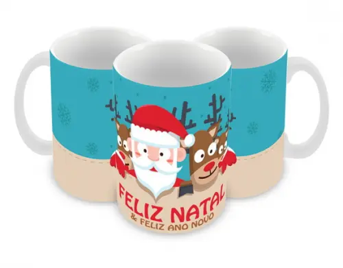 Caneca Polímero Feliz Natal Personalizada
