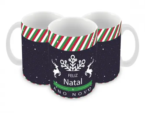 Caneca Polímero Feliz Natal Personalizada