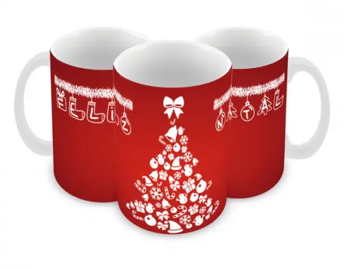 Caneca Polímero Feliz Natal Personalizada