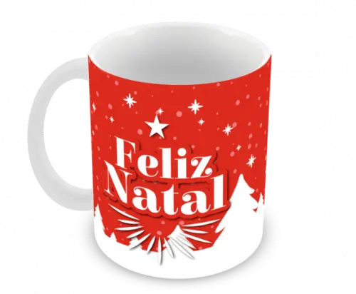 Caneca Polímero Feliz Natal Personalizada