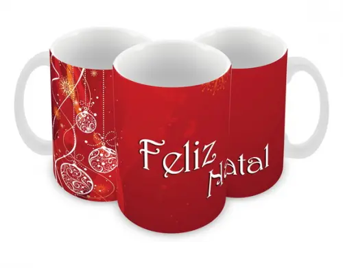 Caneca Polímero Feliz Natal Personalizada