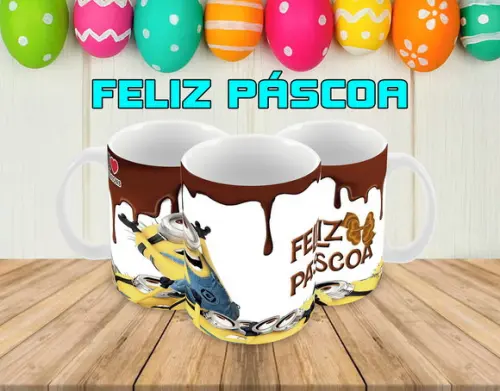 Caneca Polímero Feliz Páscoa Personalizada