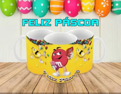 Caneca Polímero Feliz Páscoa Personalizada