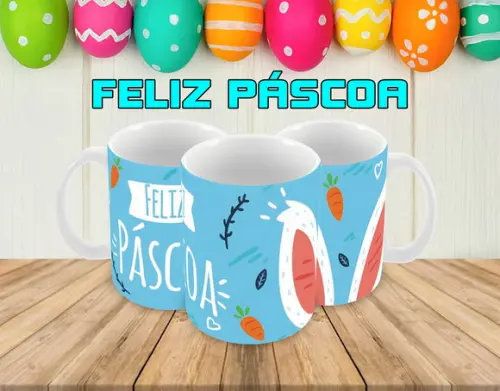Caneca Polímero Feliz Páscoa Personalizada