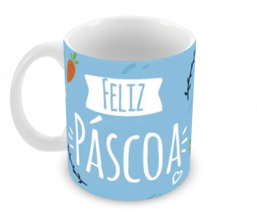 Caneca Polímero Feliz Páscoa Personalizada