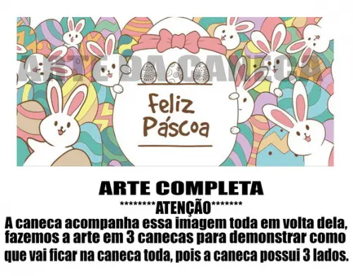 Caneca Polímero Feliz Páscoa Personalizada