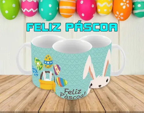 Caneca Polímero Feliz Páscoa Personalizada