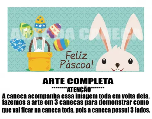 Caneca Polímero Feliz Páscoa Personalizada