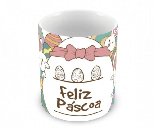 Caneca Polímero Feliz Páscoa Personalizada