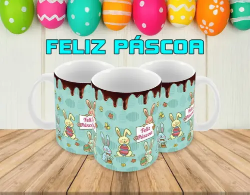 Caneca Polímero Feliz Páscoa Personalizada