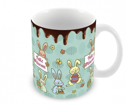 Caneca Polímero Feliz Páscoa Personalizada